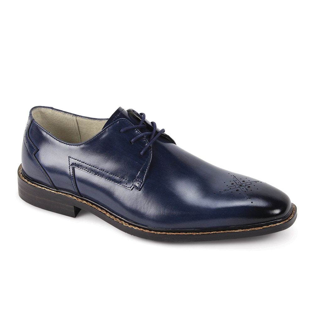 men blue dress shoes Giovanni Toby Blue Leather Shoes 13