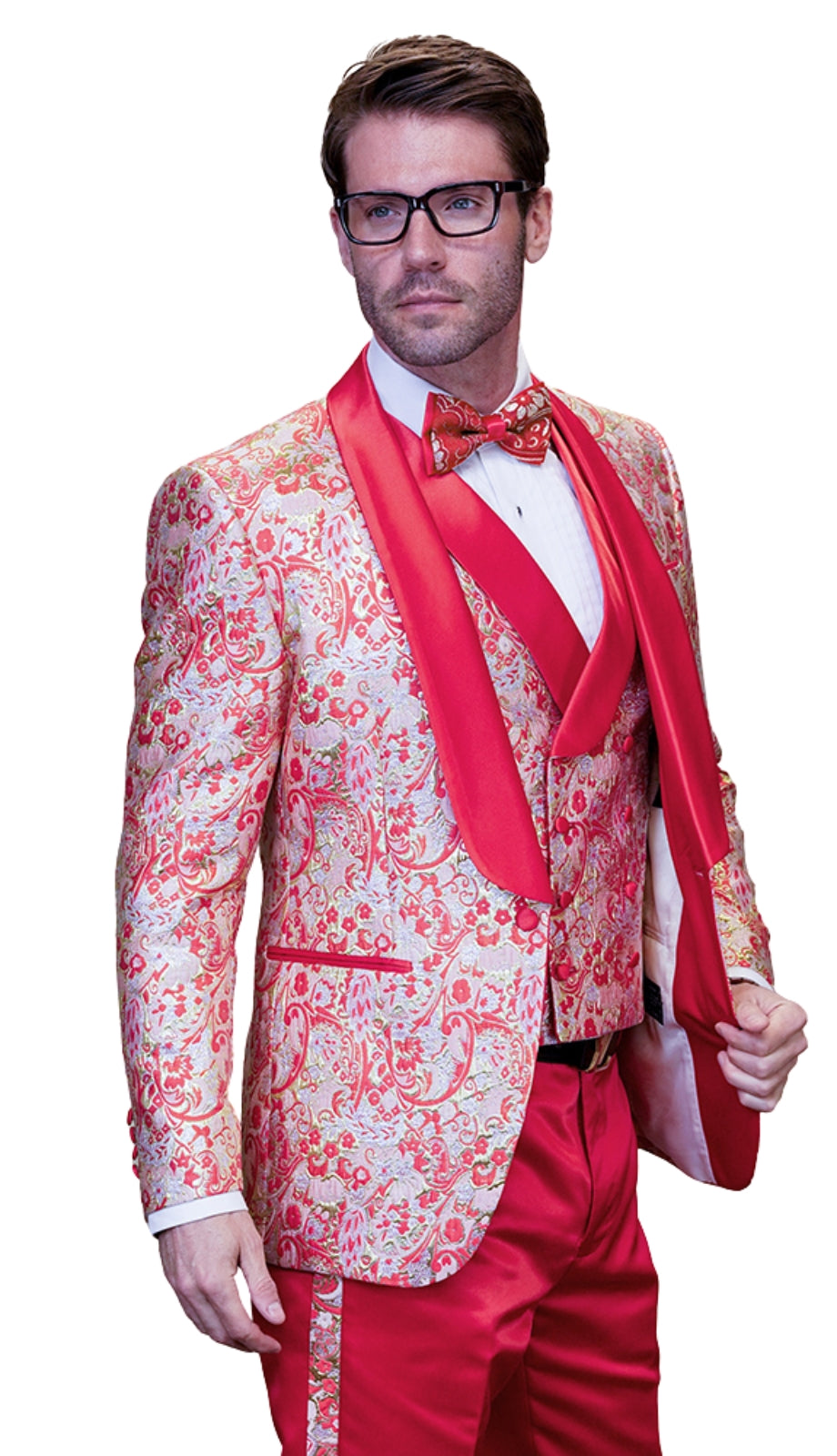 Statement DELANO-2-CORAL-3PC Mens Tuxedo