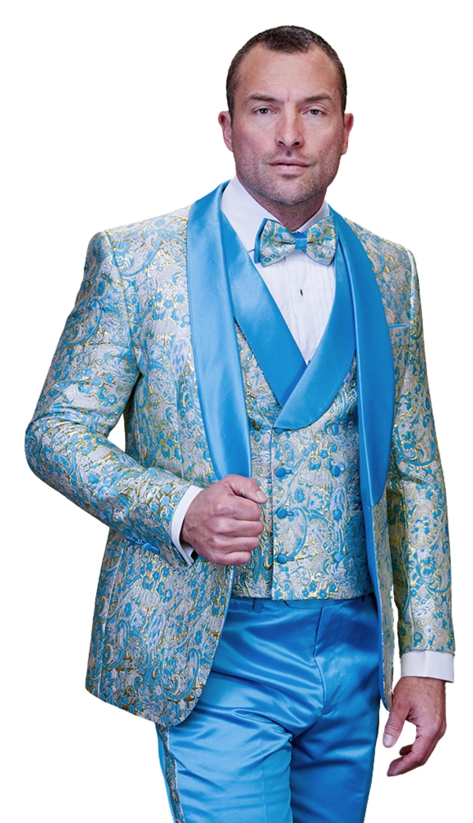 Statement DELANO-2-TURQUOISE-3PC Mens Church Suit