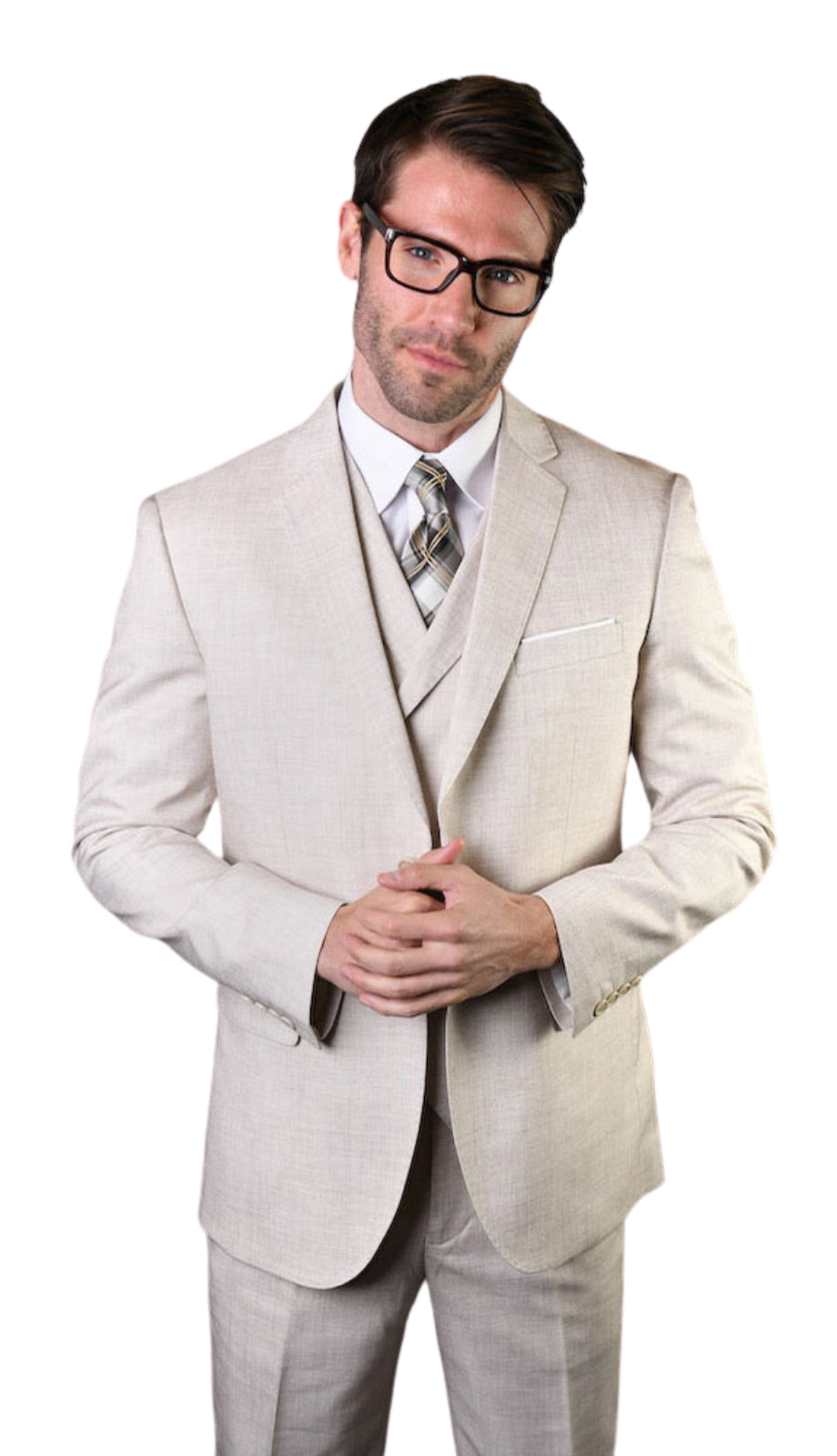 Statement LANZO-NATURAL-3PC Mens Suit