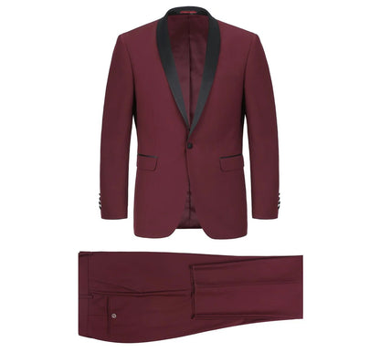 Renoir Mens Tuxedo 201-8-BURG ( Slim Fit 2-Piece Shawl Lapel Tuxedo Suit )