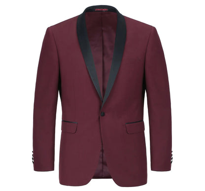 Renoir Mens Tuxedo 201-8-BURG ( Slim Fit 2-Piece Shawl Lapel Tuxedo Suit )