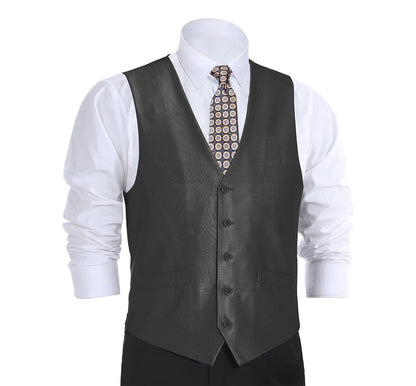 Renoir Mens Vest 207-1-BLK ( Classic Fit Sharkskin Suit Vest )