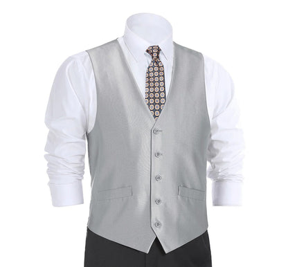Renoir Mens Vest 207-2-GRY ( Classic Fit Sharkskin Suit Vest )