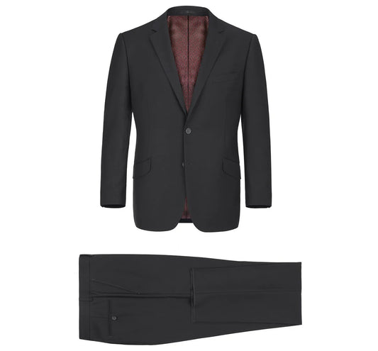 Renoir Mens Suit 2110-1-BLK (Slim Fit Solid Stretch 2-Piece Suit)