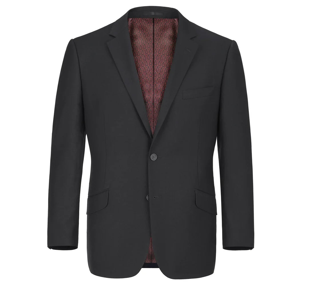 Renoir Mens Suit 2110-1-BLK (Slim Fit Solid Stretch 2-Piece Suit)