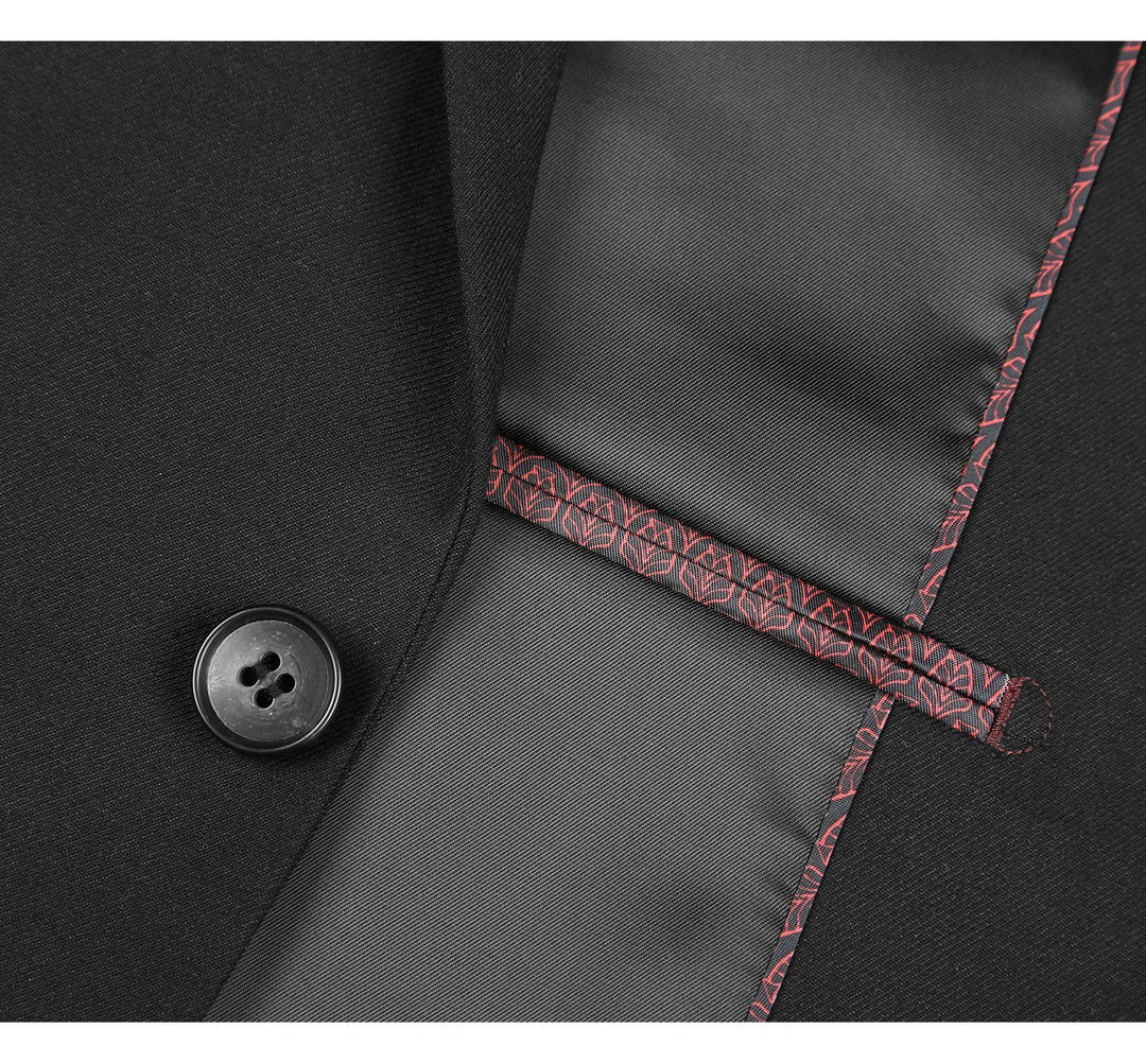 Renoir Mens Suit 2110-1-BLK (Slim Fit Solid Stretch 2-Piece Suit)