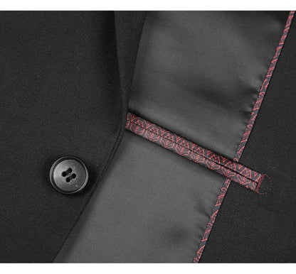 Renoir Mens Suit 2110-1-BLK (Slim Fit Solid Stretch 2-Piece Suit)