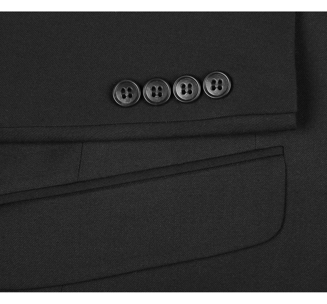 Renoir Mens Suit 2110-1-BLK (Slim Fit Solid Stretch 2-Piece Suit)