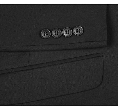 Renoir Mens Suit 2110-1-BLK (Slim Fit Solid Stretch 2-Piece Suit)