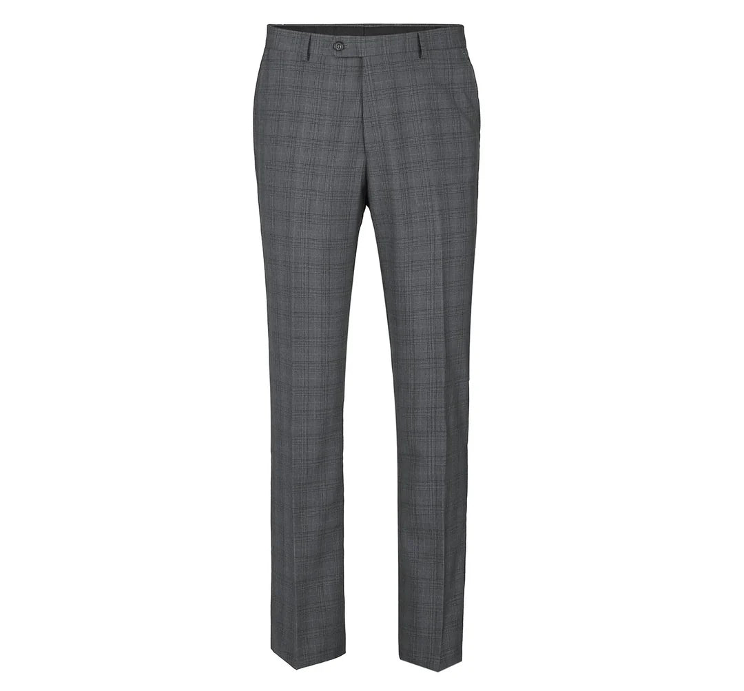 Renoir Men's Suit 278-1-GREY (3-Piece Classic Fit Single Breasted Windowpane Suit)