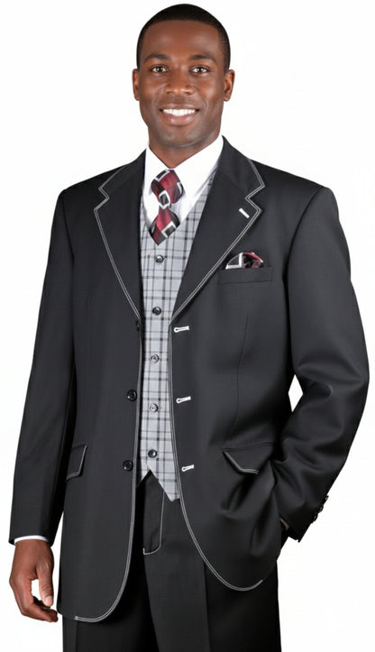 Milano Moda 2916-BLK Mens Suit