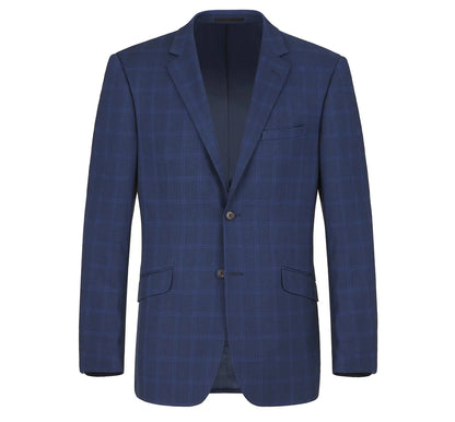 Renoir Men's Suit 292-6-NAVY (Slim Fit 2-Piece Single Breasted Check Dress Suit)
