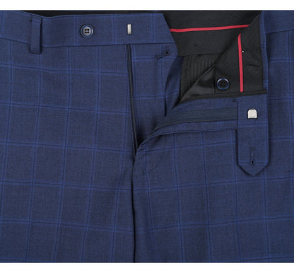 Renoir Men's Suit 292-6-NAVY (Slim Fit 2-Piece Single Breasted Check Dress Suit)