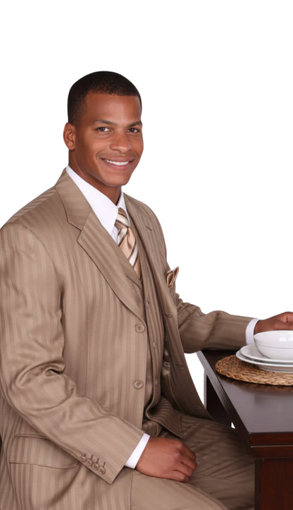 Milano Moda 5267V-TAN Mens Suit