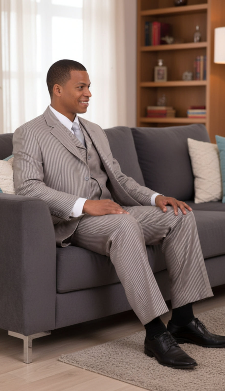 Milano Moda 5802V5-SIL Mens Suit