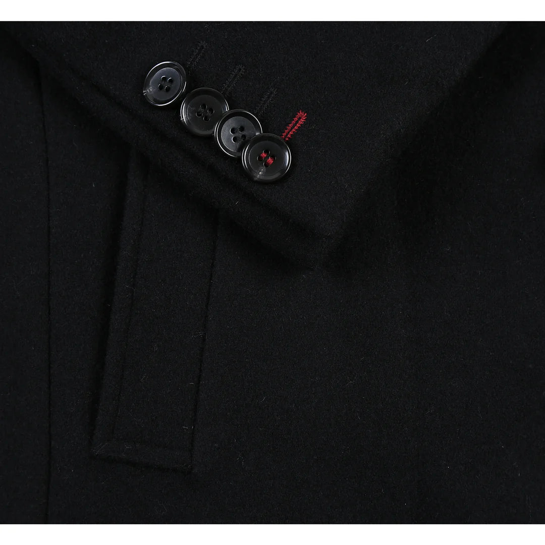 English Laundry Mens Coat EL53-01-001-BLK ( Wool Blend Breasted Black Top Coat )