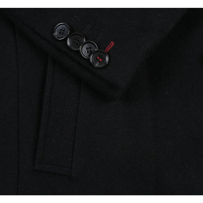 English Laundry Mens Coat EL53-01-001-BLK ( Wool Blend Breasted Black Top Coat )