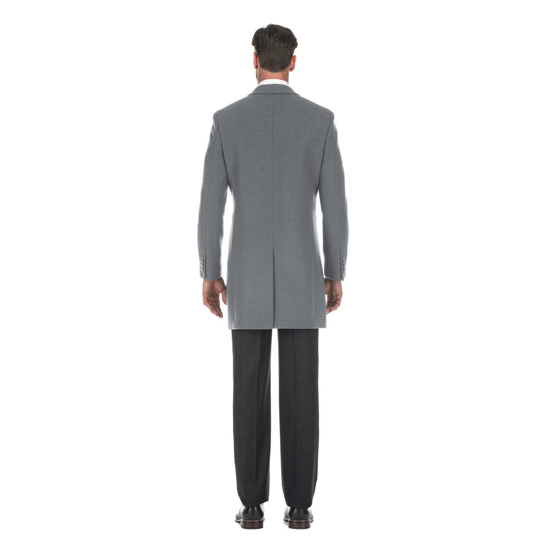 English Laundry Mens Coat EL53-01-092-LG ( Wool Blend Breasted Light Grey Top Coat )