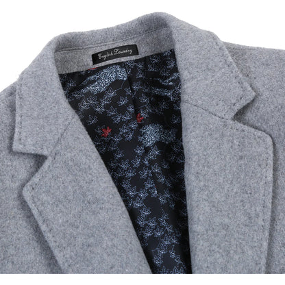 English Laundry Mens Coat EL53-01-092-LG ( Wool Blend Breasted Light Grey Top Coat )