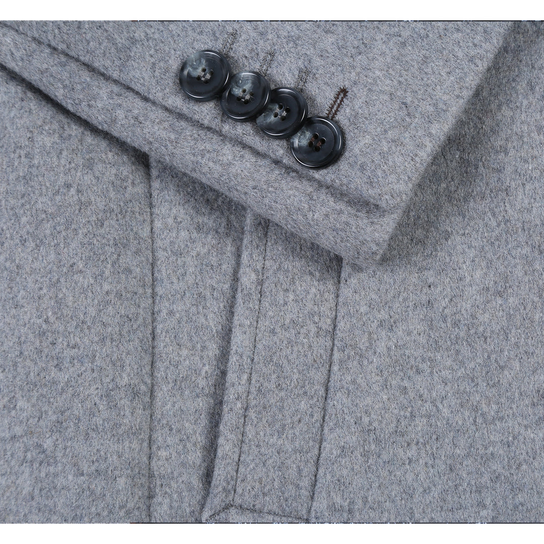 English Laundry Mens Coat EL53-01-092-LG ( Wool Blend Breasted Light Grey Top Coat )