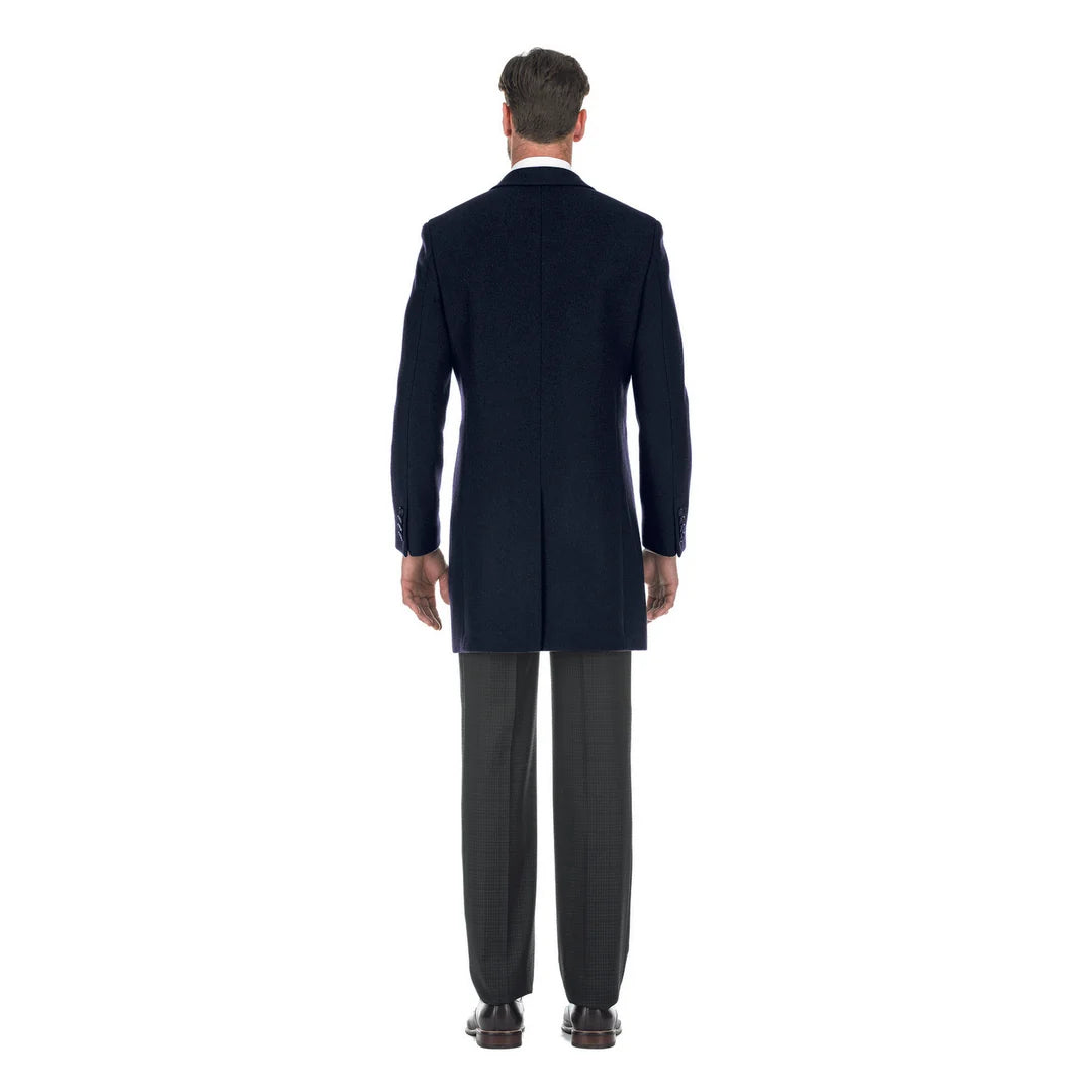 English Laundry Mens Coat EL53-01-410-NAVY ( Wool Blend Breasted Navy Top Coat )