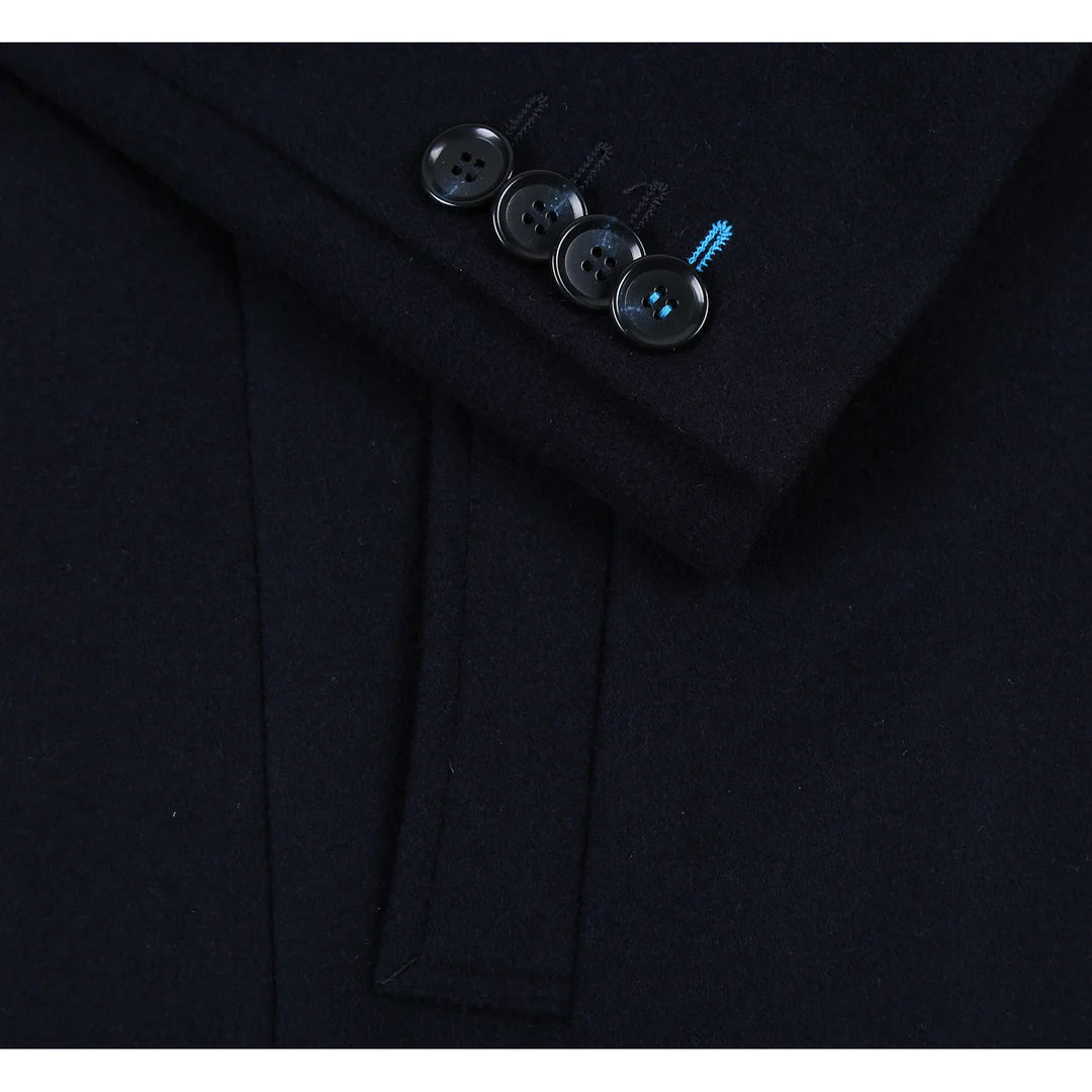 English Laundry Mens Coat EL53-01-410-NAVY ( Wool Blend Breasted Navy Top Coat )