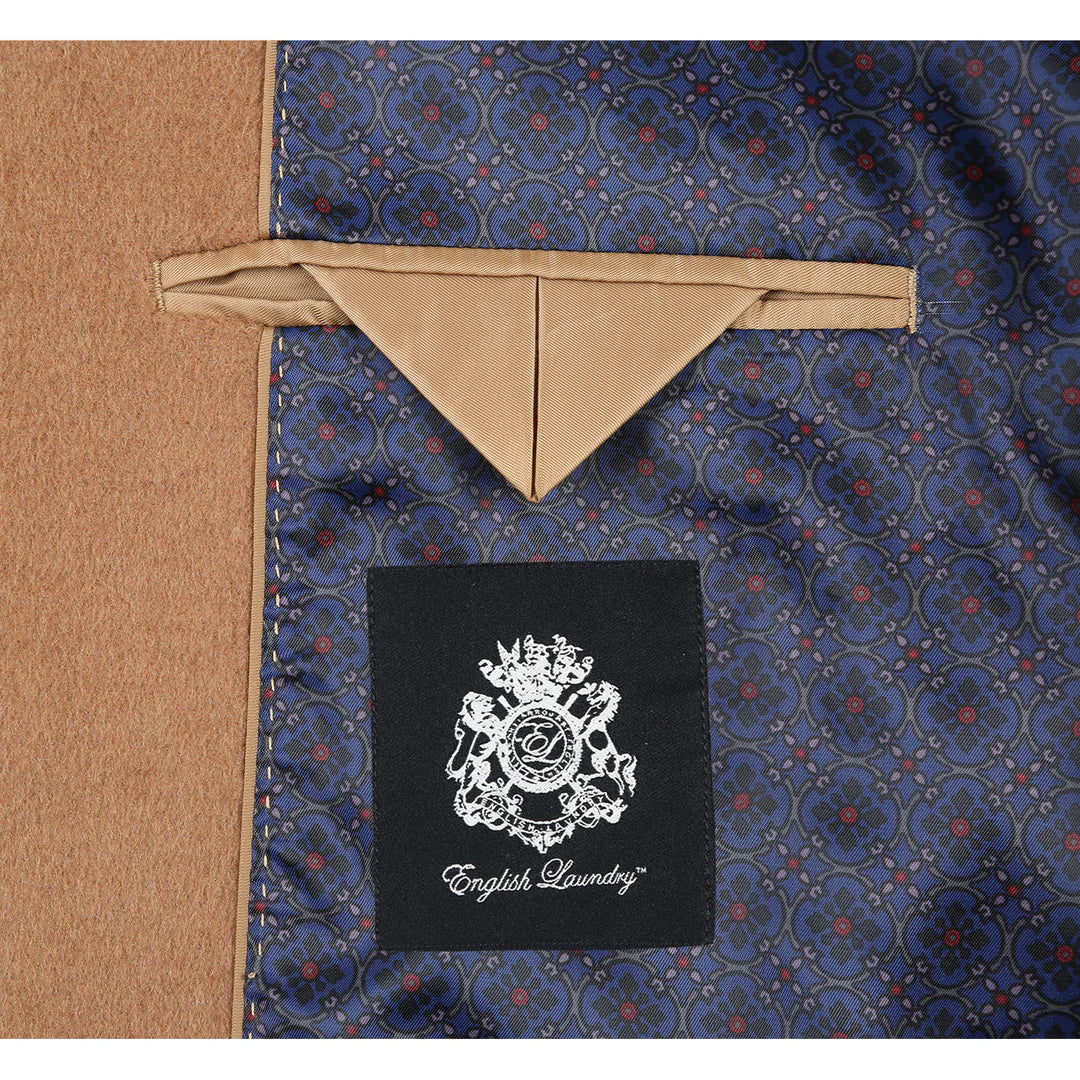 English Laundry Mens Coat EL53-01-600-CAMEL ( Wool Blend Breasted Camel Top Coat )