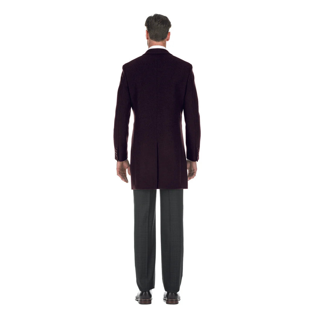 English Laundry Mens Coat EL53-01-700-BURG ( Wool Blend Breasted Burgundy Top Coat )