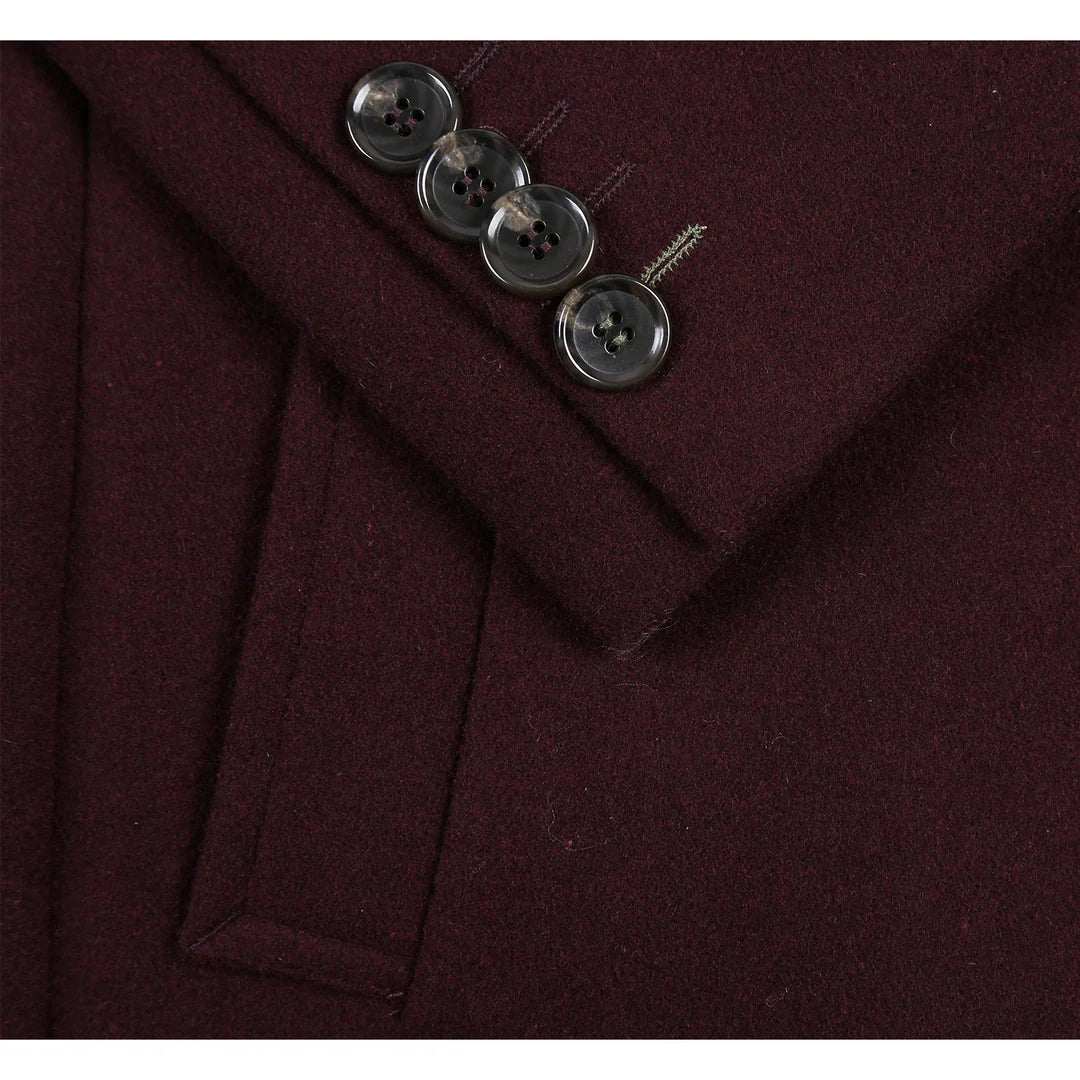 English Laundry Mens Coat EL53-01-700-BURG ( Wool Blend Breasted Burgundy Top Coat )