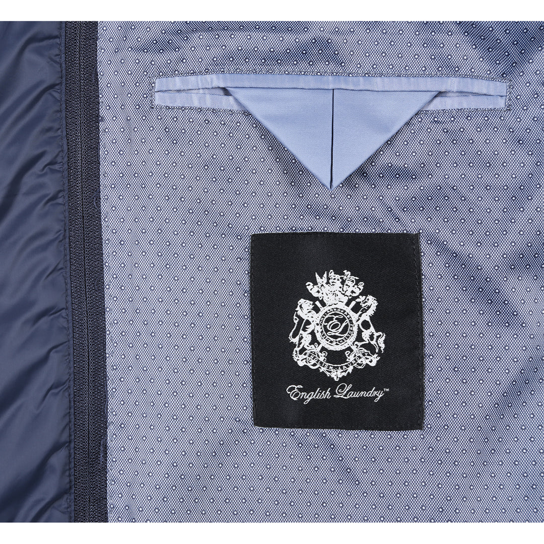 English Laundry Mens Coat EL53-55-495-GRY-BLUE ( Wool Blend Breasted Gray Blue Top Coat BIB )