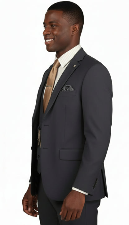Vinci MV2K-3-BLK Mens Suit