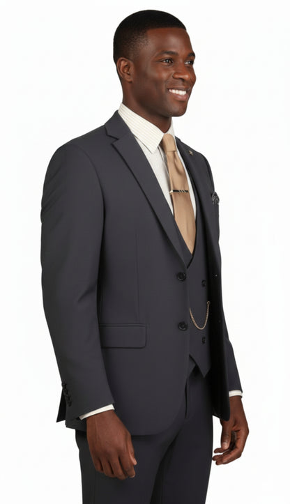 Vinci MV2K-3-BLK Mens Suit