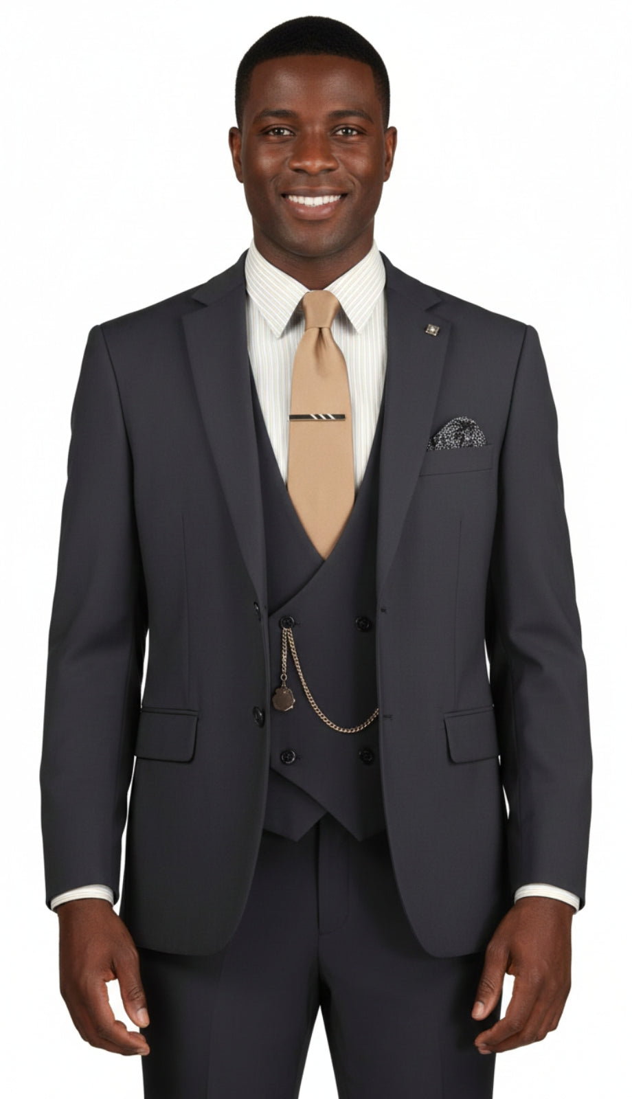 Vinci MV2K-3-BLK Mens Suit