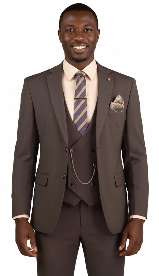 Vinci MV2K-3-BRN Mens Church Suit