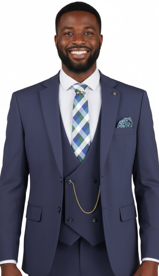 Vinci MV2K-3-NVY Mens Church Suit