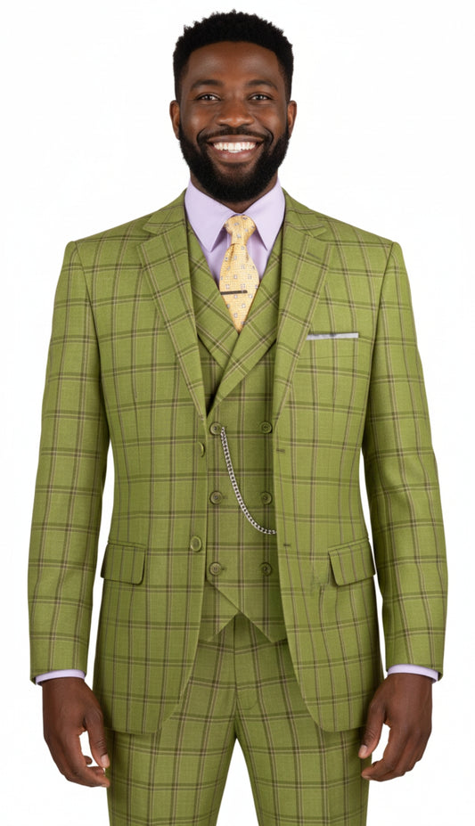 Vinci MV2W-4-MOSS Mens Church Suit