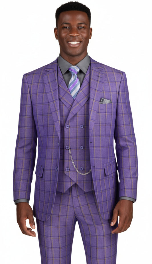 Vinci MV2W-4-PUR Mens Church Suit