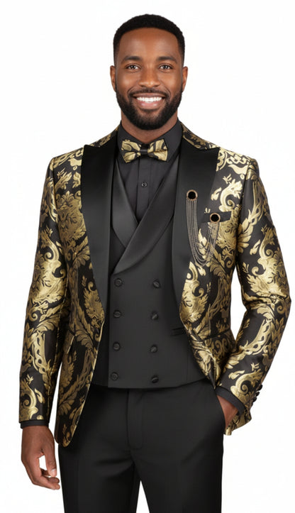 Vinci  MVJQ-1-BLK  Mens Suit