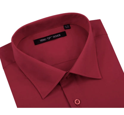 Renoir Mens Shirts TC626-BRI-RED ( Classic Fit Long Sleeve Spread Collar Dress Shirt )