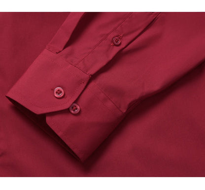 Renoir Mens Shirts TC626-BRI-RED ( Classic Fit Long Sleeve Spread Collar Dress Shirt )