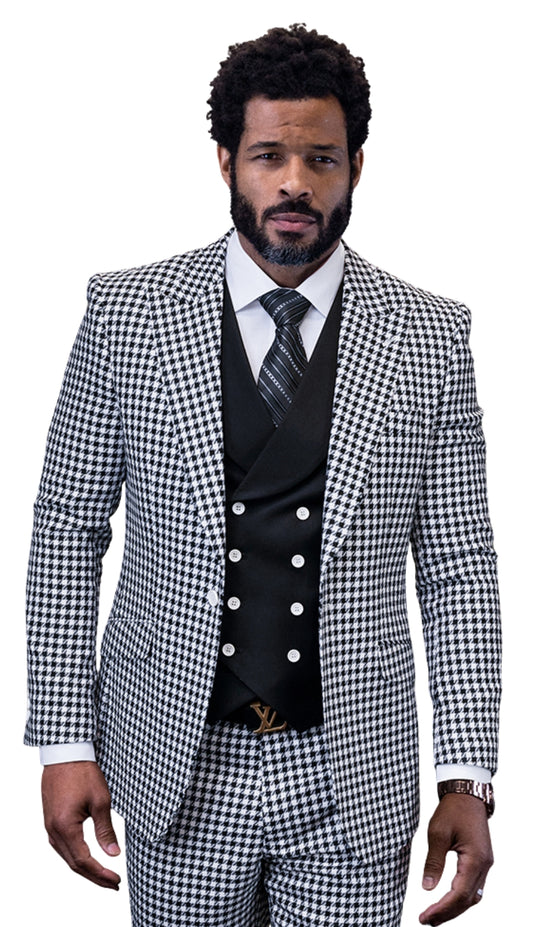 Statement MASIMO-BLK-WHT Mens Suit