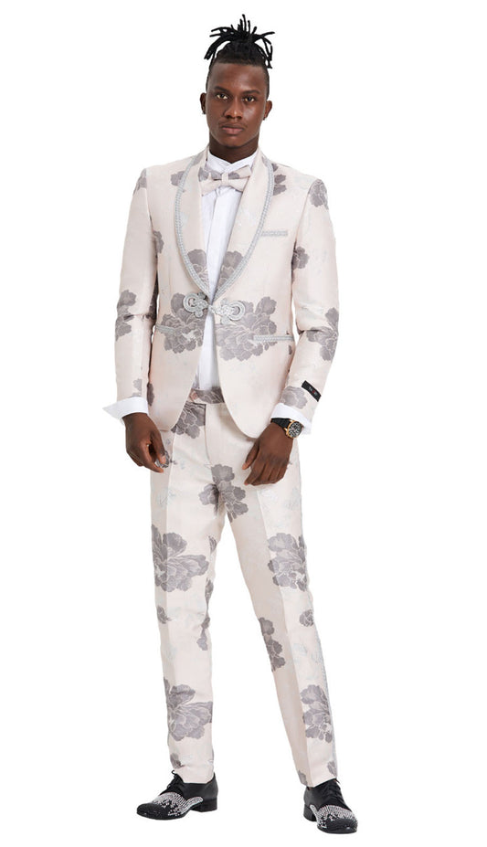 Tazzio M386SK  BLUSH / SILVER  Mens Suit