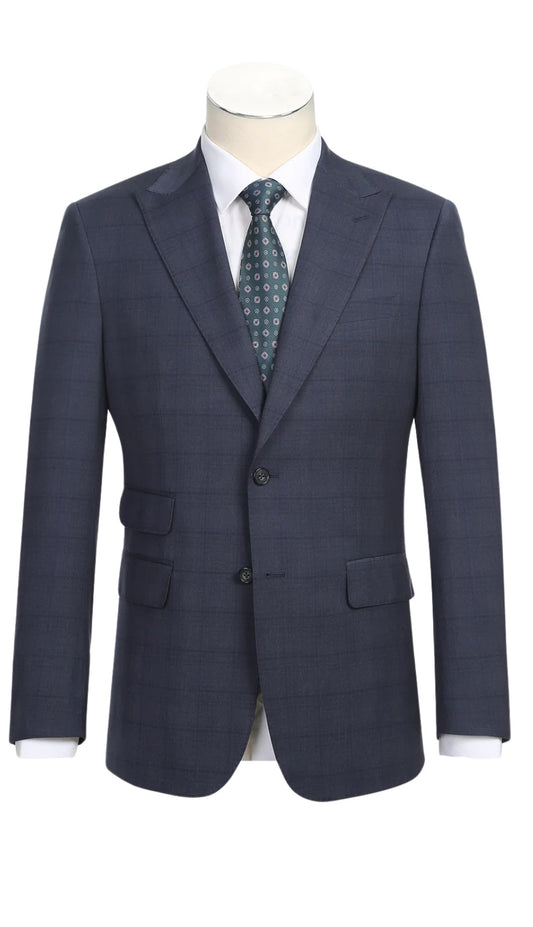 Renoir Men's Suit 12-52-095EL-GREY-BLUE ( Check Suit )