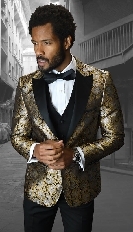 Pledge Suits Statement Bellagio-4-GLD Mens Suit – Mens Suit World