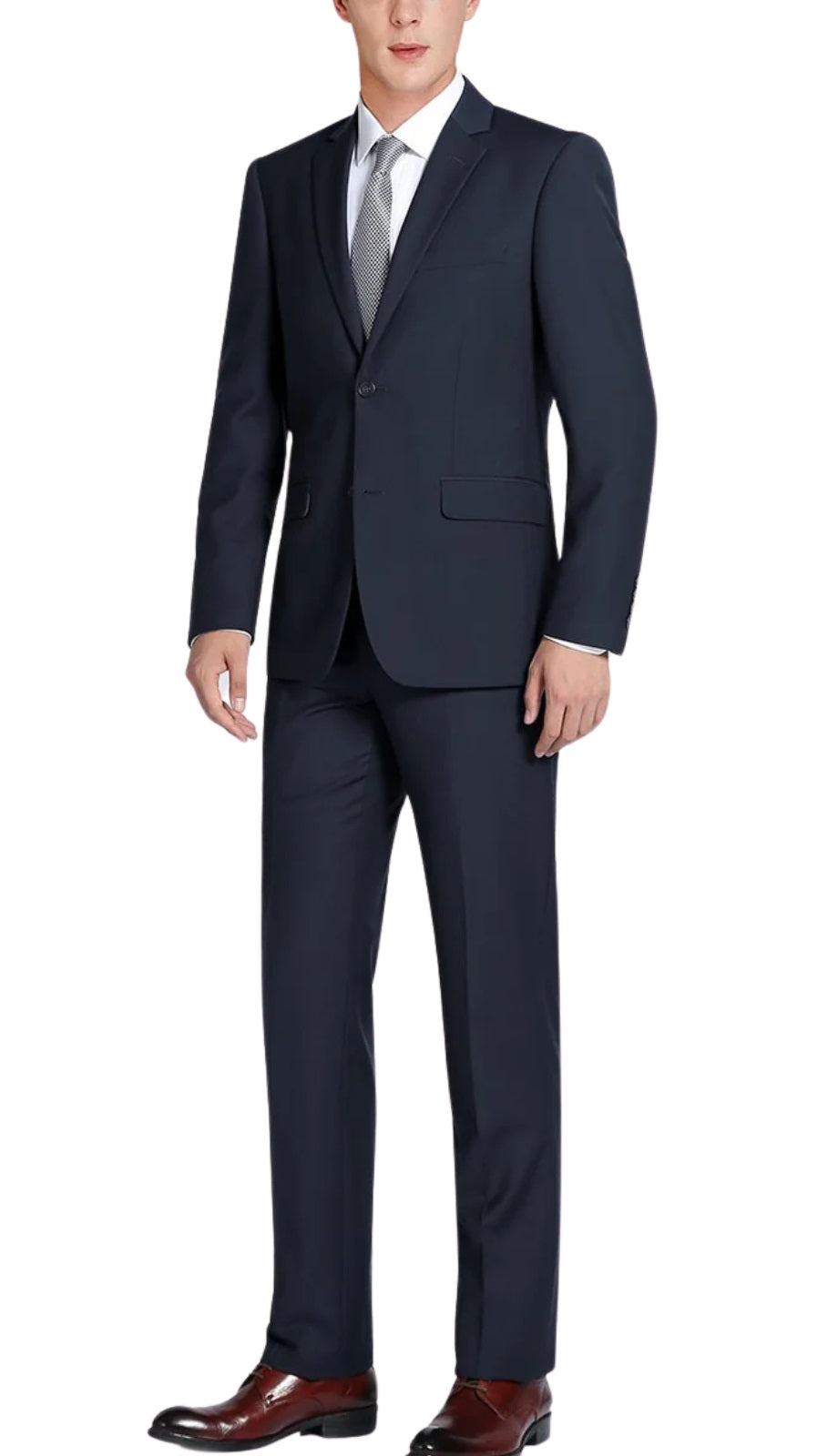 Renoir Mens Suit 201-19-NAVY-BLU (2-Piece Single Breasted Notch Lapel Suit)