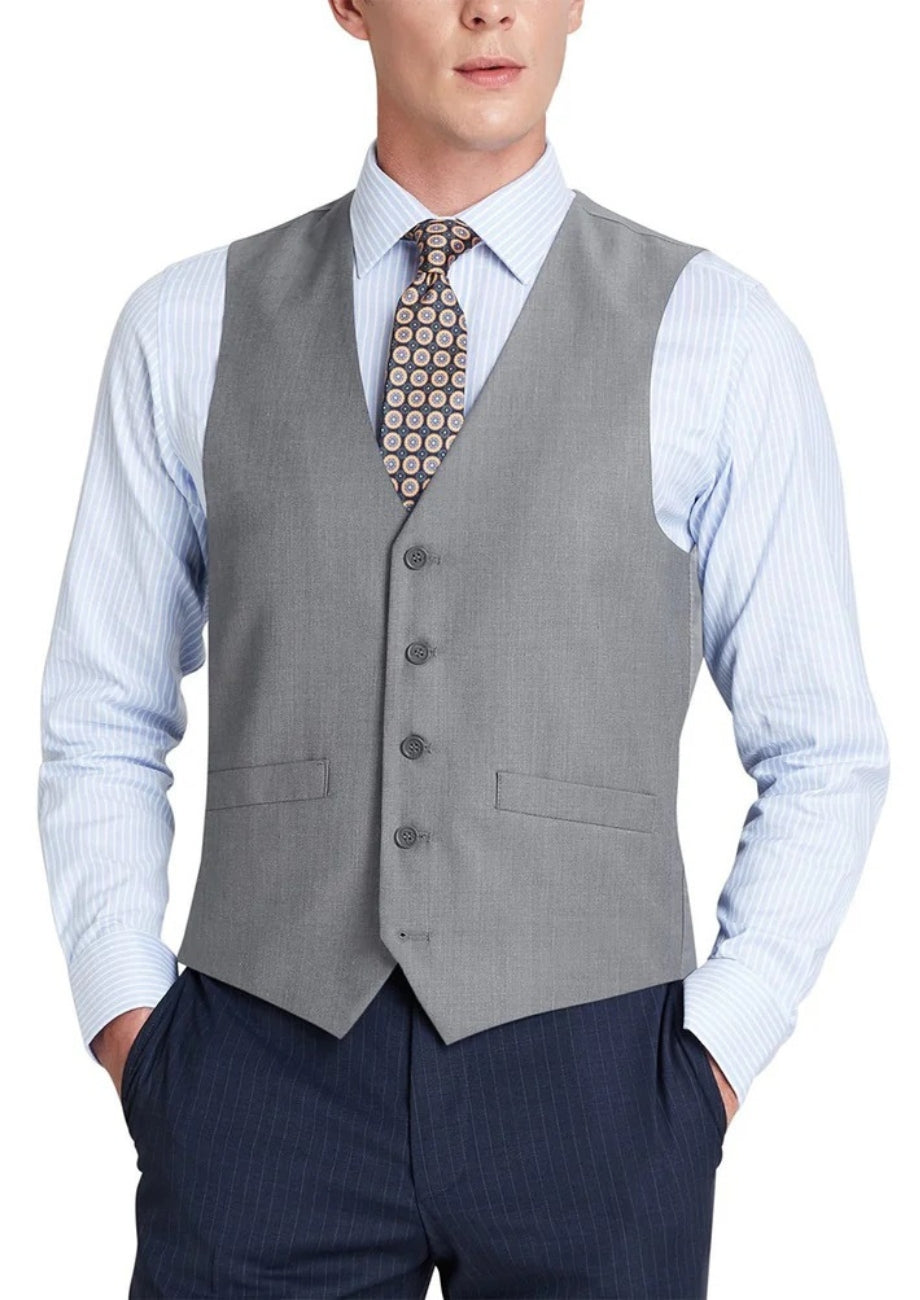 Renoir Mens Vest 202-2-GRY ( Classic Fit Suit Separate Vest )