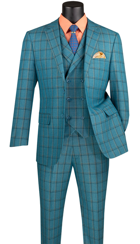 Vinci MV2W-4-TEAL Mens Church Suit