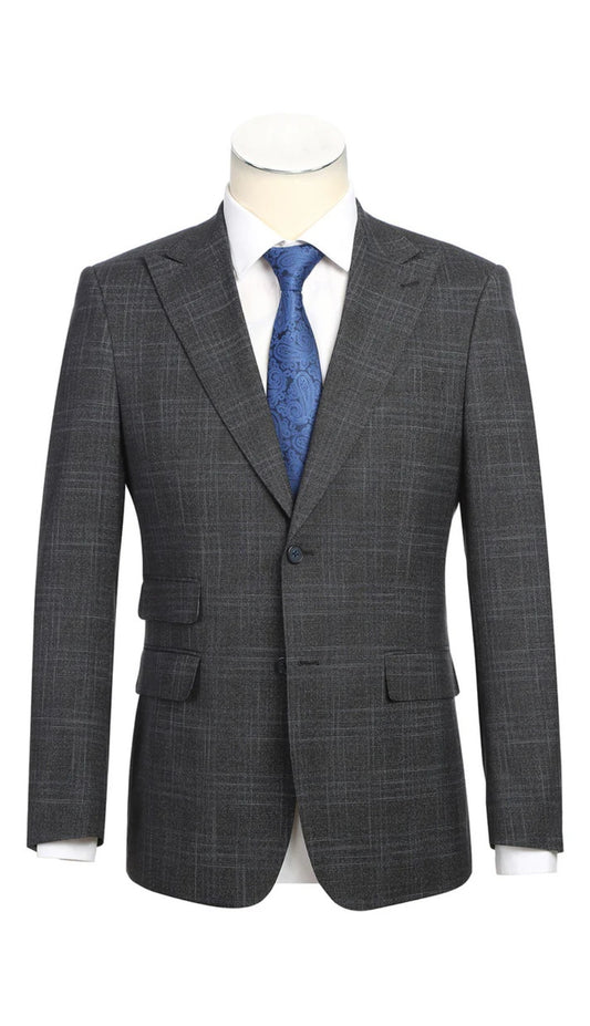 English Laundry Mens Suit 22-68-410EL-NAVY-GRY ( Check Suit )