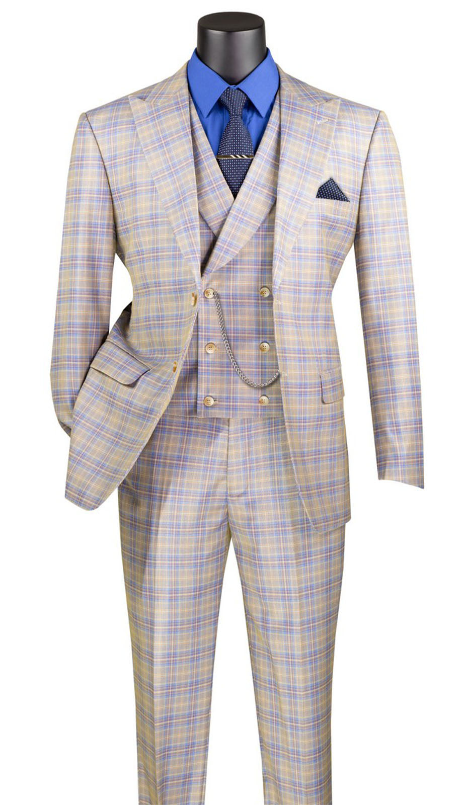 Vinci  MV2W-3-BLU Mens Suit